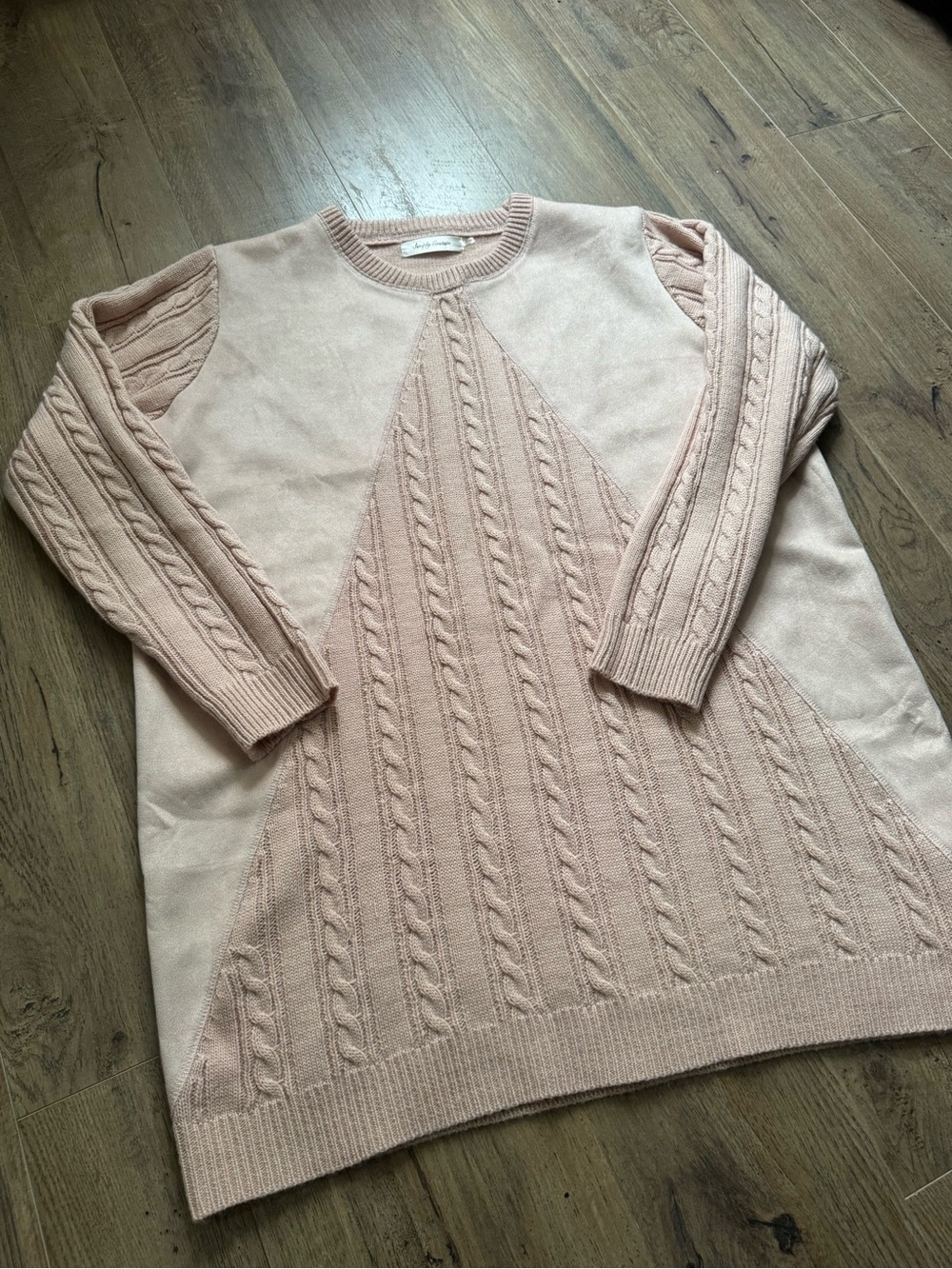Simply Couture Pink Cable Knit Chevron Wool Blend Sweater XXL Light Pink